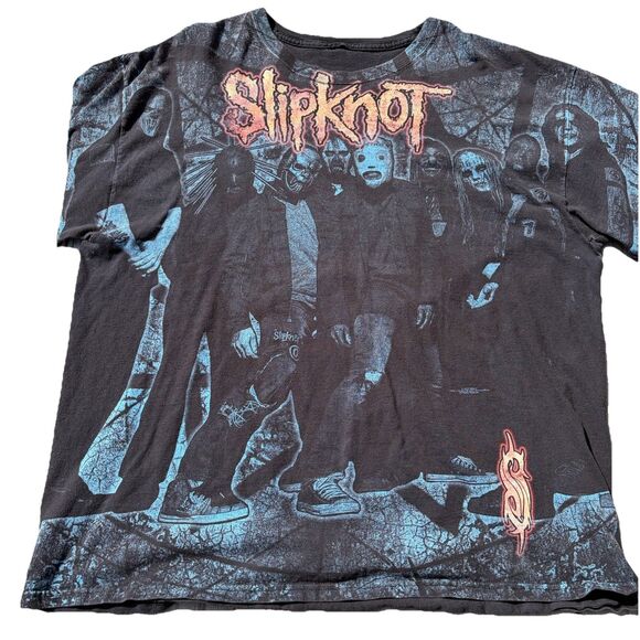 Hanes Other - Vintage 00s Slipknot All Over Print Band Music Tour T-Shirt FLAWS